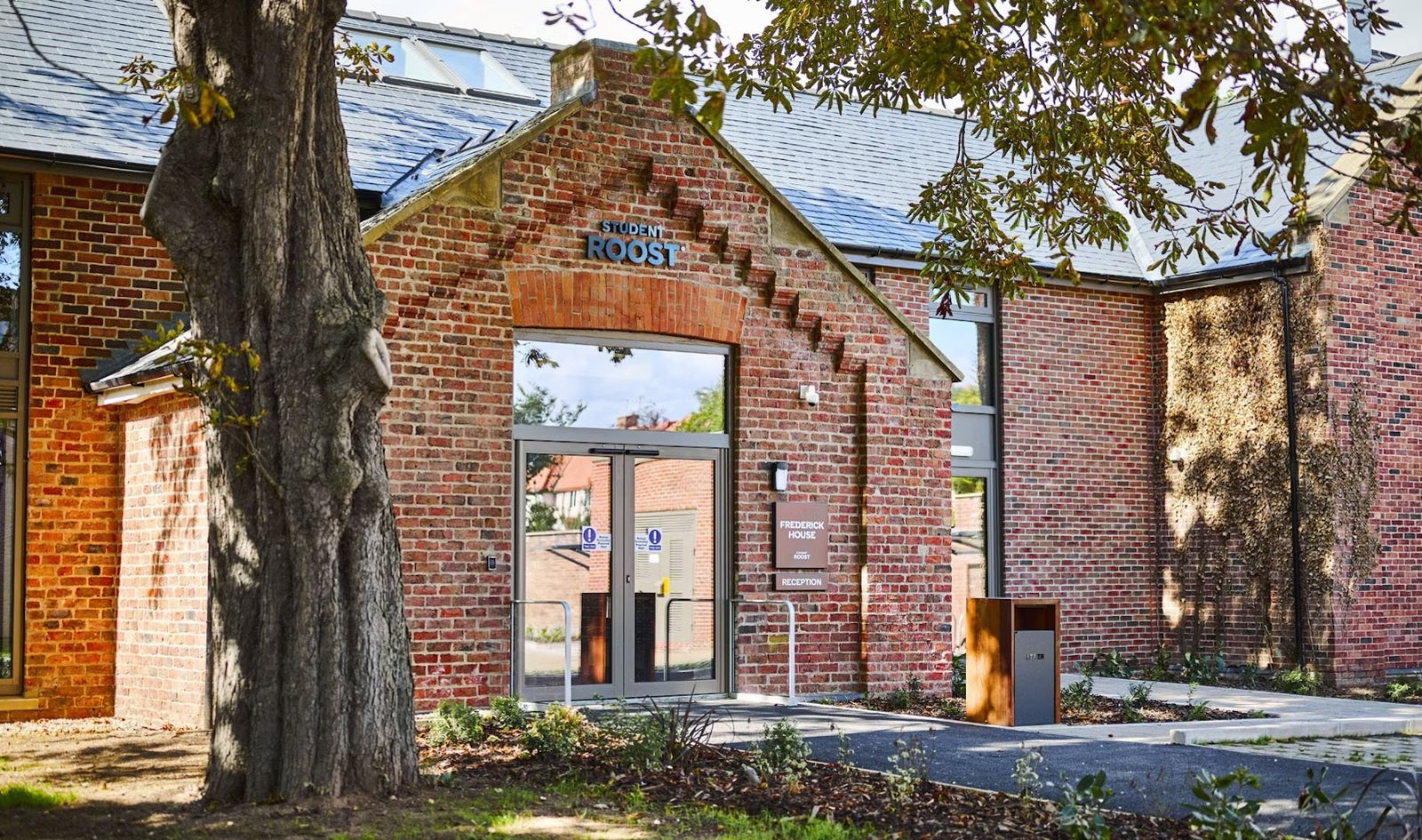 The completed Guard House provides the entrance and shared facilities for Frederick House.