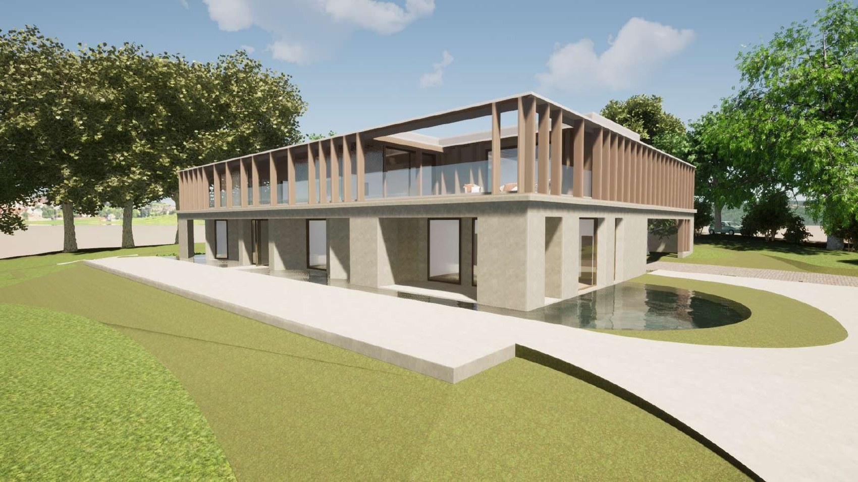 Spilsby / Weir House, East Devon — proposed house and terrace.